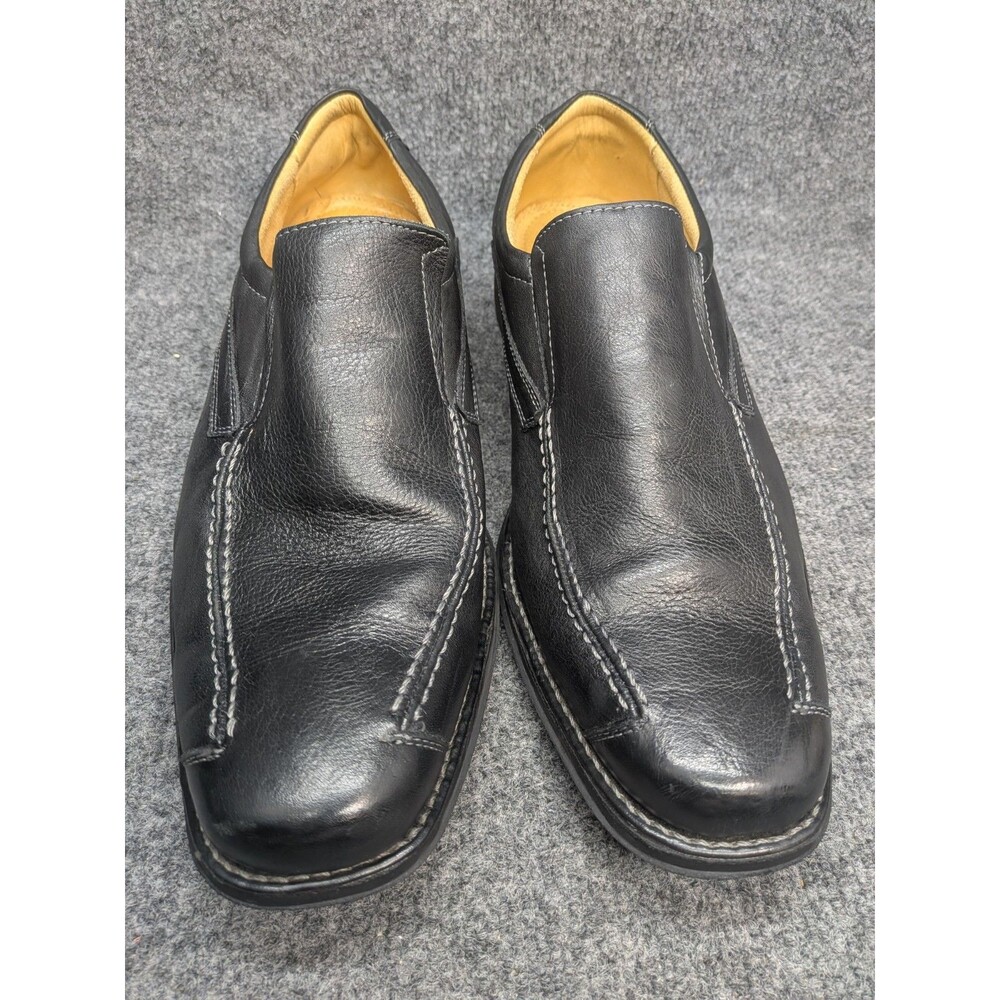 Sandro Moscoloni Mens 12D Black Leather Slip On Loafers Comfort Dress Shoes Made